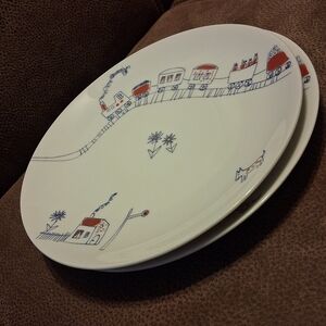 Rare Johann Haviland Bavaria Porcelain Plates Featuring A Whimsical Drawing